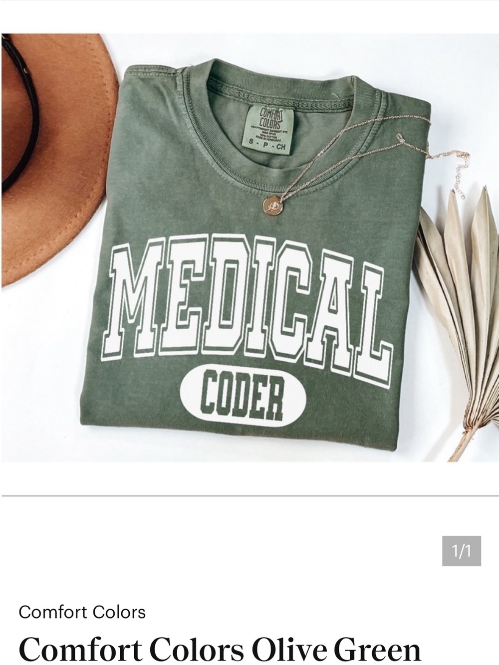 Comfort Colors Olive Green MEDICAL CODER Crewneck Sweatshirt